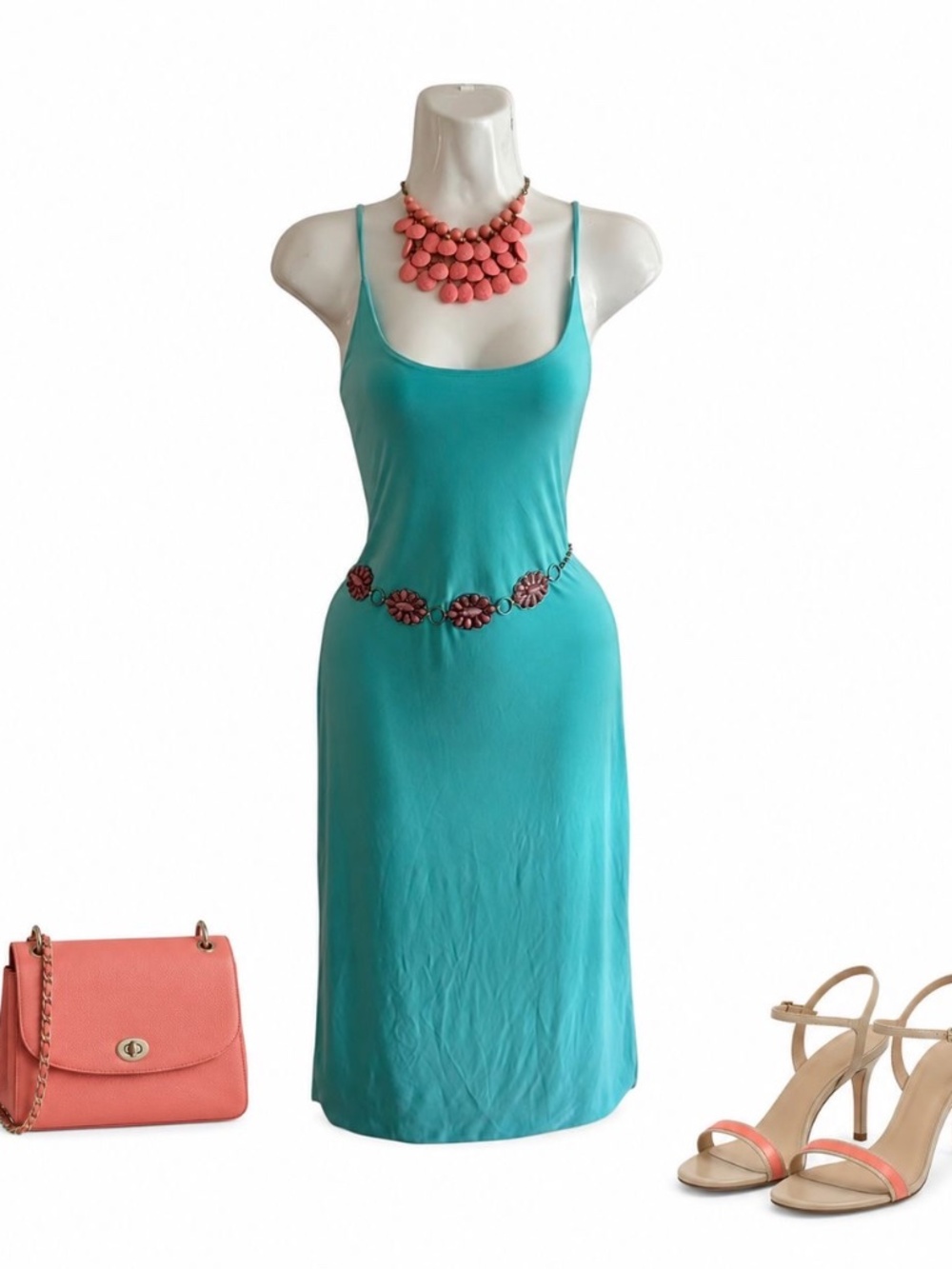Fashion Nova Turquoise Scoop Neck Midi Dress Size XL NWT